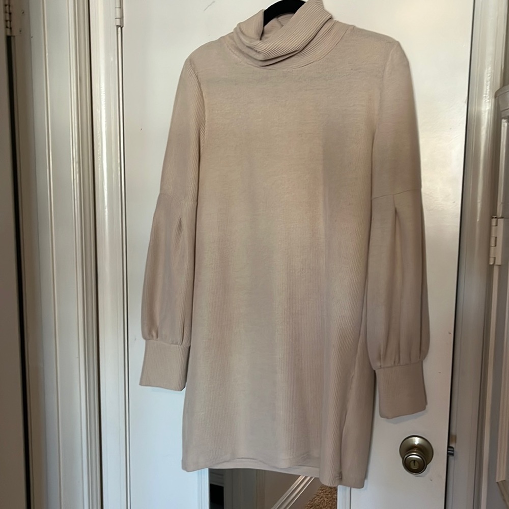 Cowl neck sweater dress